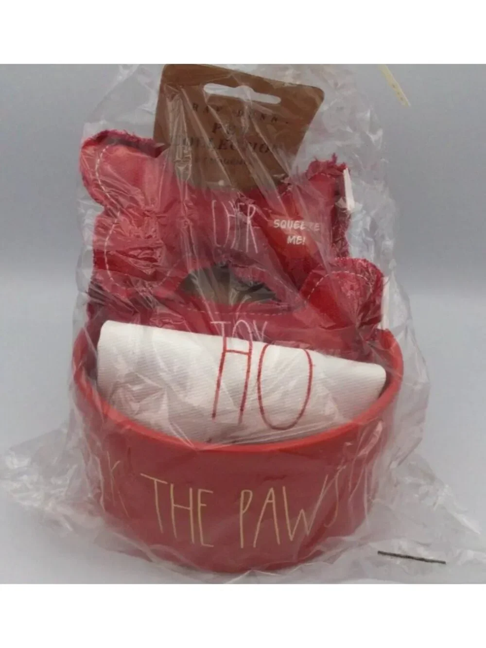 Rae Dunn Dog Food Bowl Christmas Gift Set “DECK THE PAWS” W/ Pet Bandanna & Toy